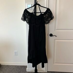 Black off the shoulder lacy dress with ruffles